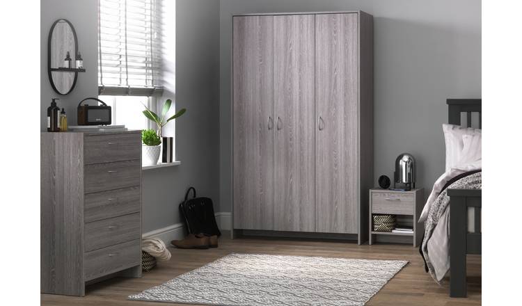 Grey wardrobe deals and drawers set