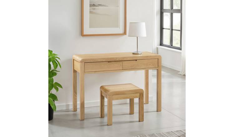Julian Bowen Curve 2 Drawer Dressing Table & Stool - Light Oak