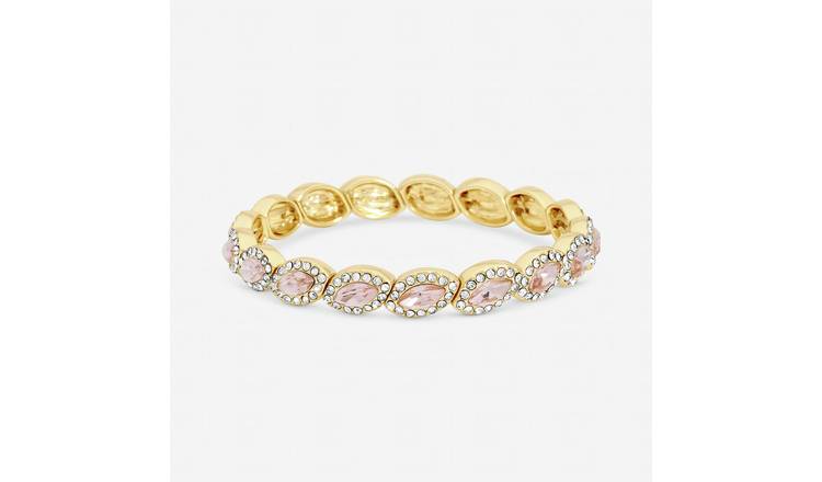 Jon Richard Gold Plated Pink Navette Stretch Bracelet