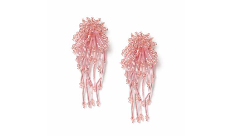 Freedom Pink Beaded Cluster Drop Earrings