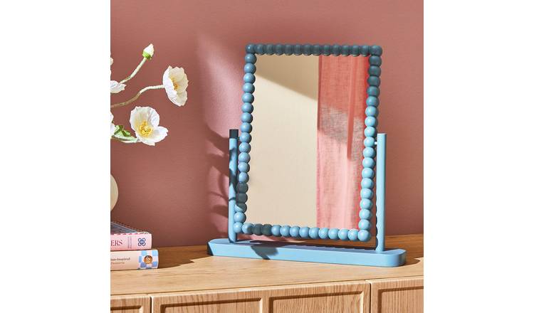 Habitat Blue Bobbin Dressing Table Mirror - 35x33cm