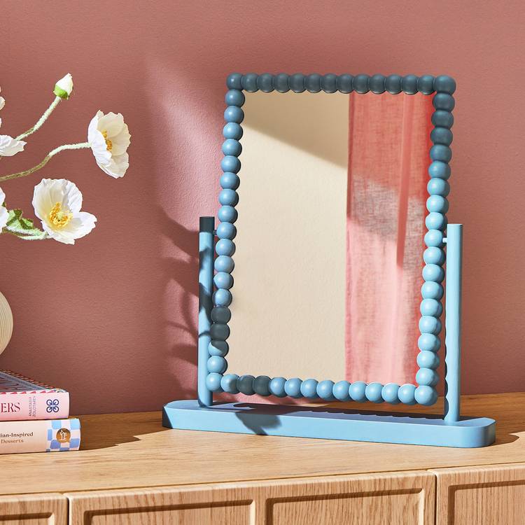 Habitat Blue Bobbin Dressing Table Mirror - 35x33cm 0