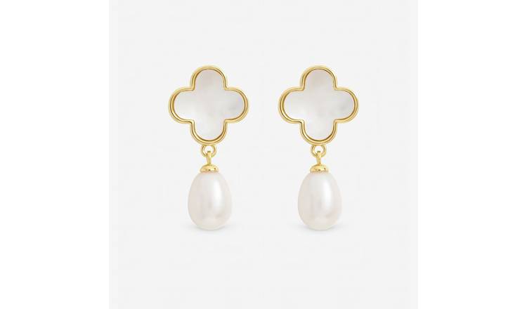 Jon Richard Gold Plated Mother Of Pearl Drop Earrings