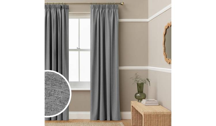 Habitat Blackout Pencil Pleat Curtain- Flint Grey- 168x137cm