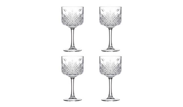 Argos Home Pressed Glass Set of 4 Gin Glasses