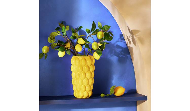 Argos Home Ceramic Yellow Lemon Vase - 15cm