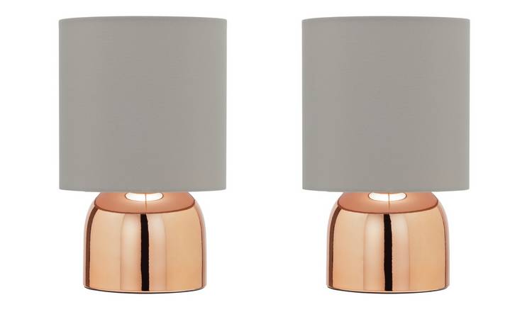 Habitat Pair of Touch Lamps - Grey and Rose Gold