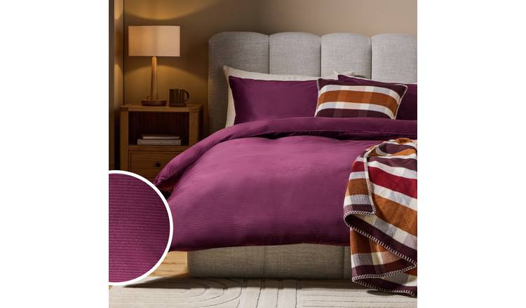 Argos Home Cord Fleece Plum Bedding Set - Single