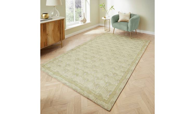 Catherine Lansfield Deco Green Flatweave Rug - 76x150cm