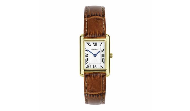 Sekonda Ladies Colette White Dial Brown Leather Strap Watch
