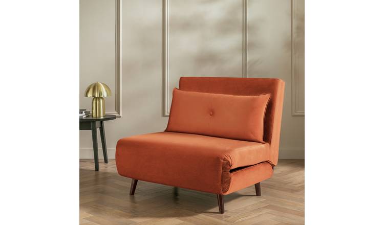 Habitat Roma Small Double Velvet Chairbed - Orange