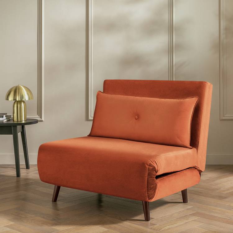 Habitat Roma Small Double Velvet Chairbed - Orange 0