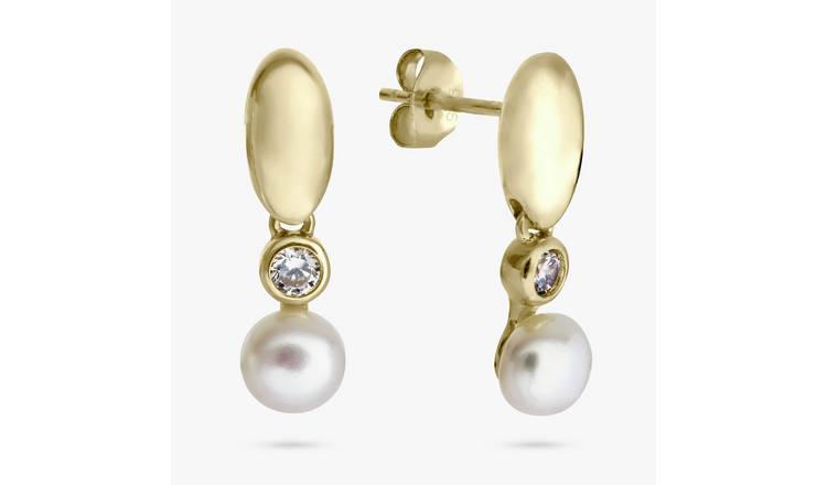 Revere Gold Plated Sterling Silver Long Drop Stud Earrings