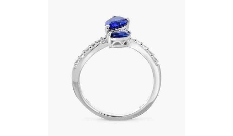 Revere Sterling Silver Sapphire Stone Crossover Ring - Large
