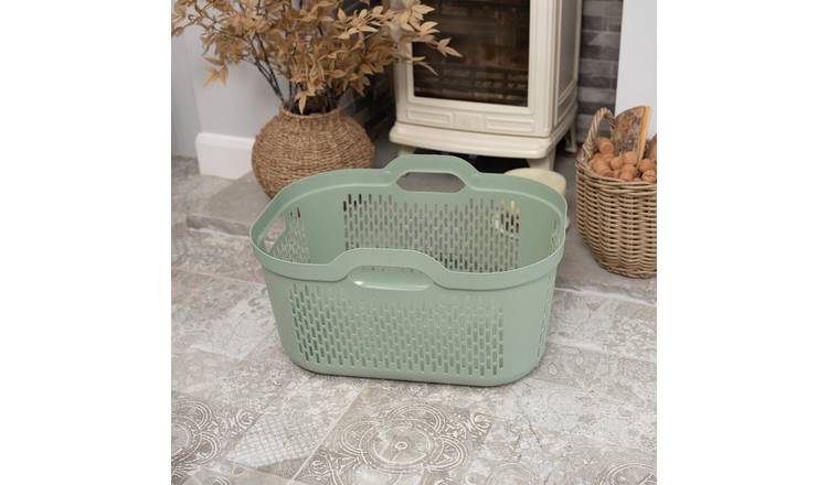 Addis 45L Signature Laundry Plastic Basket - Sage