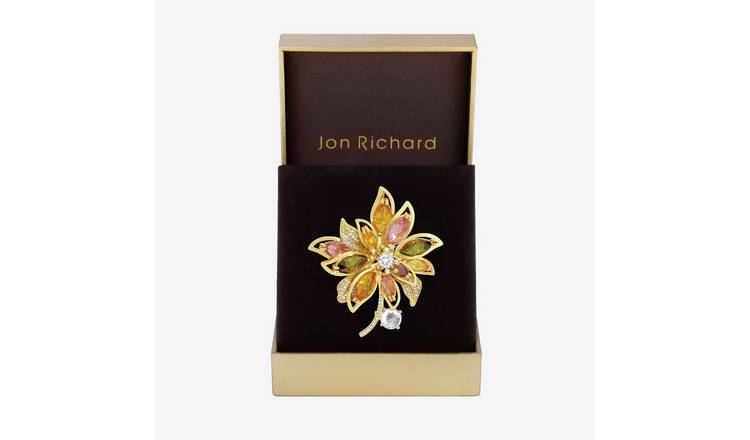Jon Richard Gold Plated Floral Brooch Gift Box