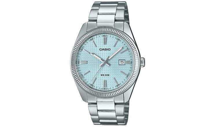 Casio Ice Blue Dial Stainless Steel Analogue Watch
