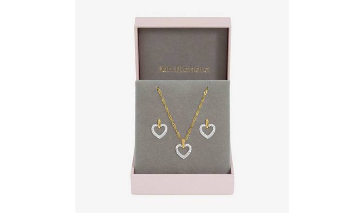 Jon Richard Silver and Gold Plated Two-Tone Open Heart Set