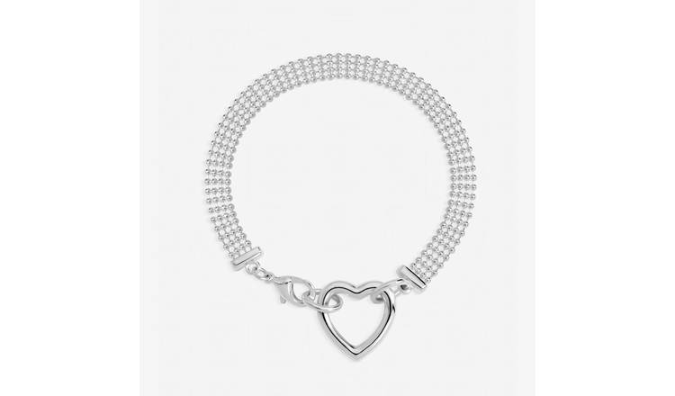Inicio Silver Plated Mesh Heart Clasp Bracelet In Gift Pouch