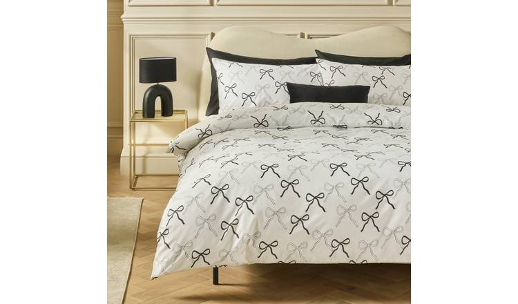 Argos Home Bows Print White Bedding Set - King size