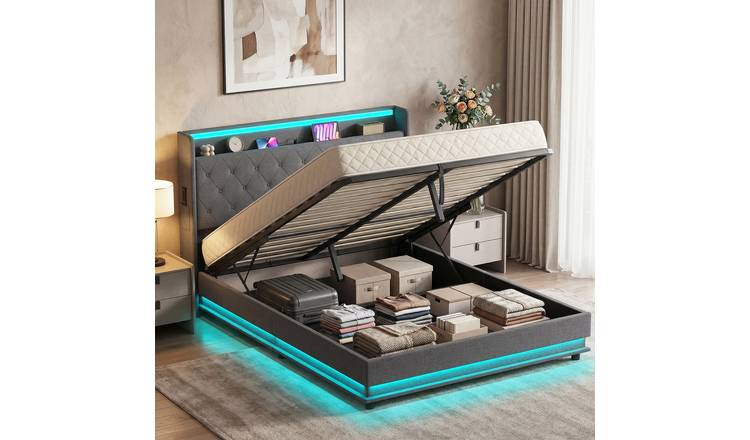 HOMCOM 5ft King Ottoman Bed Frame with Hydraulic Storage - Dark Grey