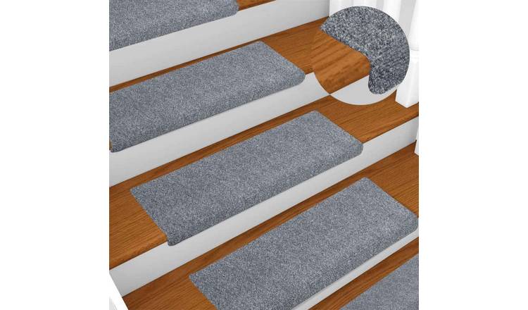 Walplus Pack of 10 Rectangular Stair Mats - Light Grey - 65 x 21 cm
