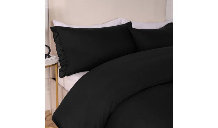 OHS Frill Edge Decor Duvet Cover Set Black - Double