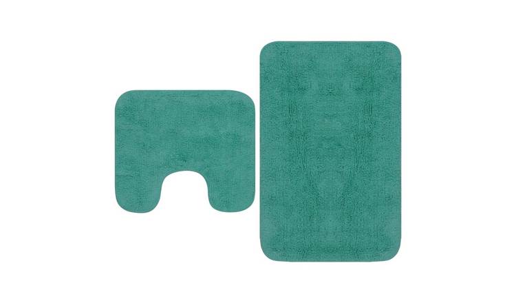 Walplus Pack of 2 Cotton Bathroom Mat Set - Turquoise