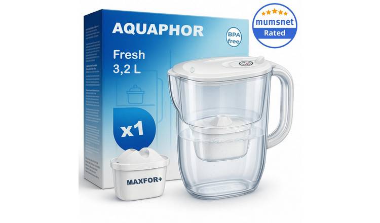 AQUAPHOR 3.2L Fresh Water Filter Jug with 1 Maxfor+ Cartridge - White