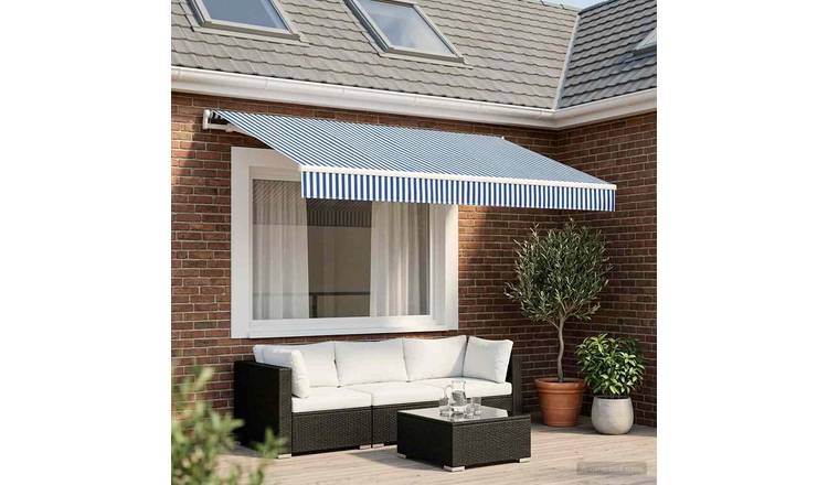 Walplus Polyester Awning Replacement Fabric - Blue and White - 350 x 250 cm