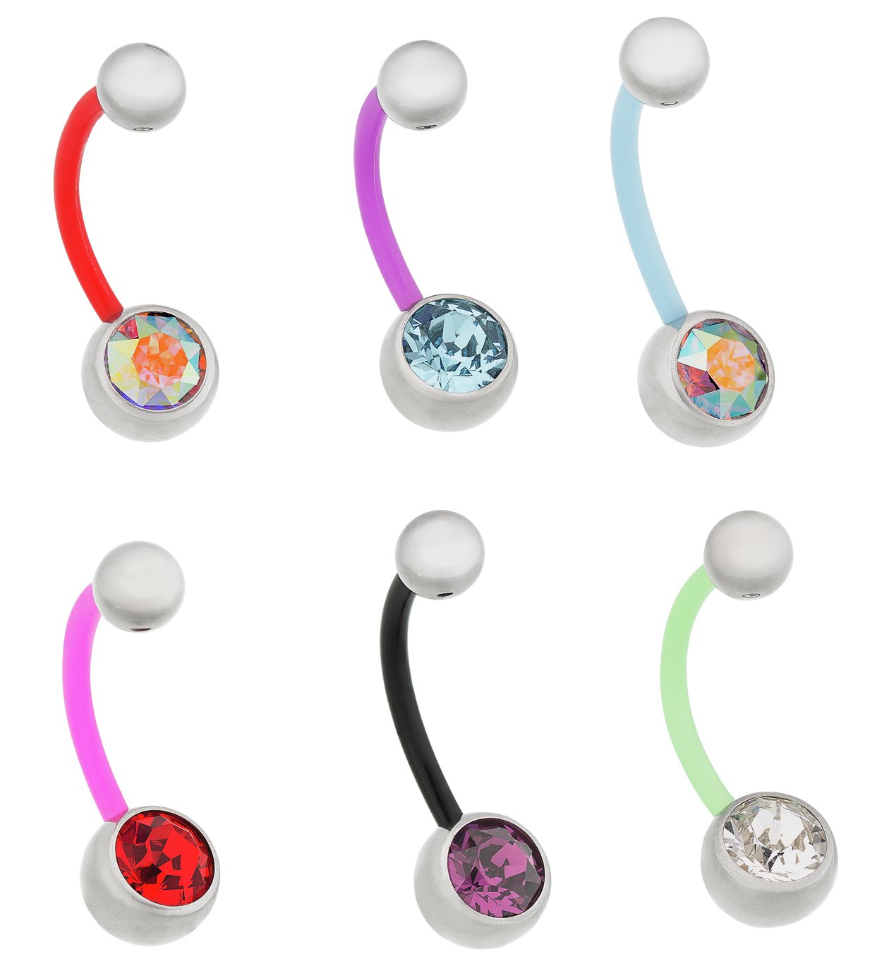 State of Mine Stainless Steel & Bioflex Belly Bar - Set of 6