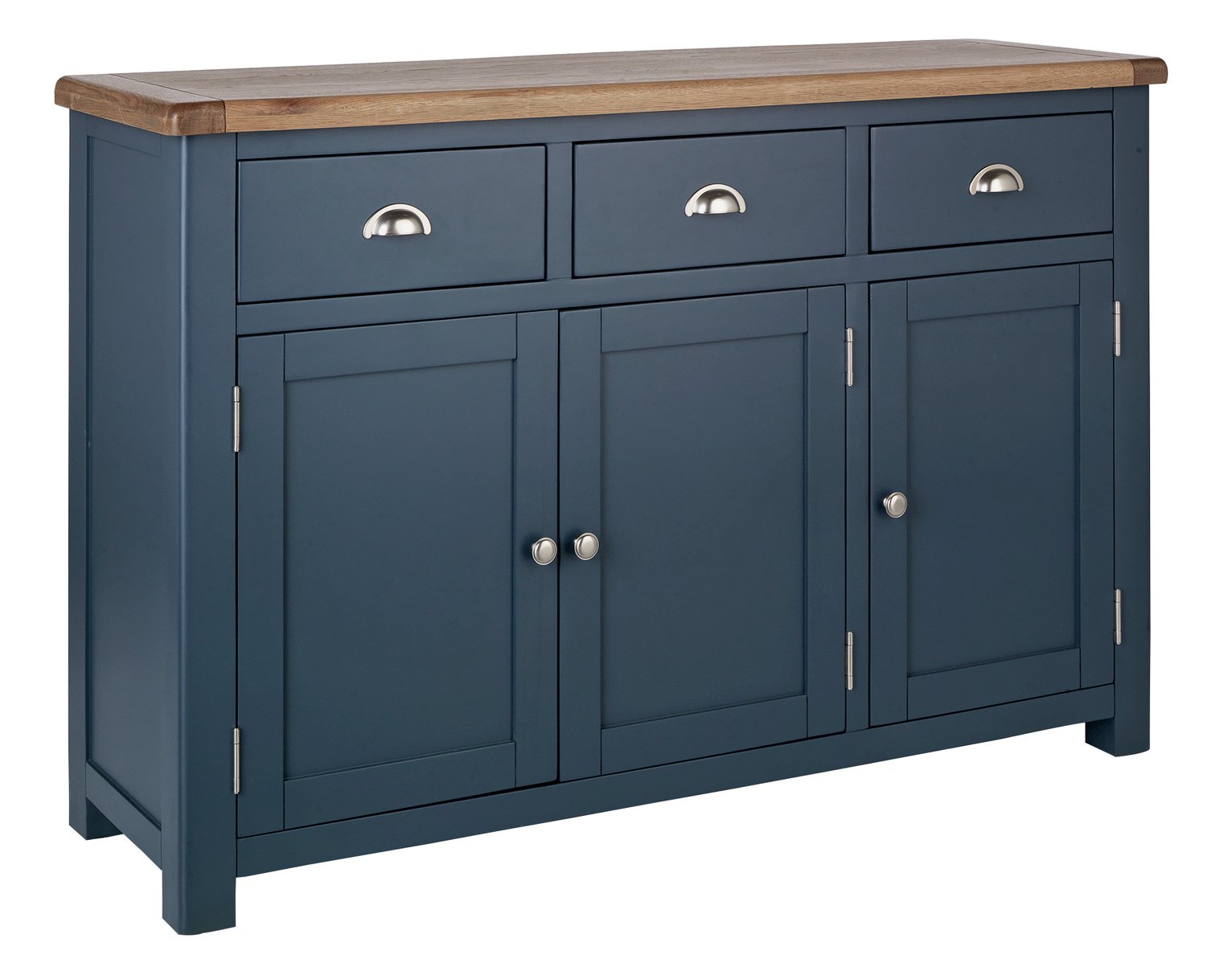 Habitat Kent 3 Door Oak & Oak Veneer Sideboard - Blue