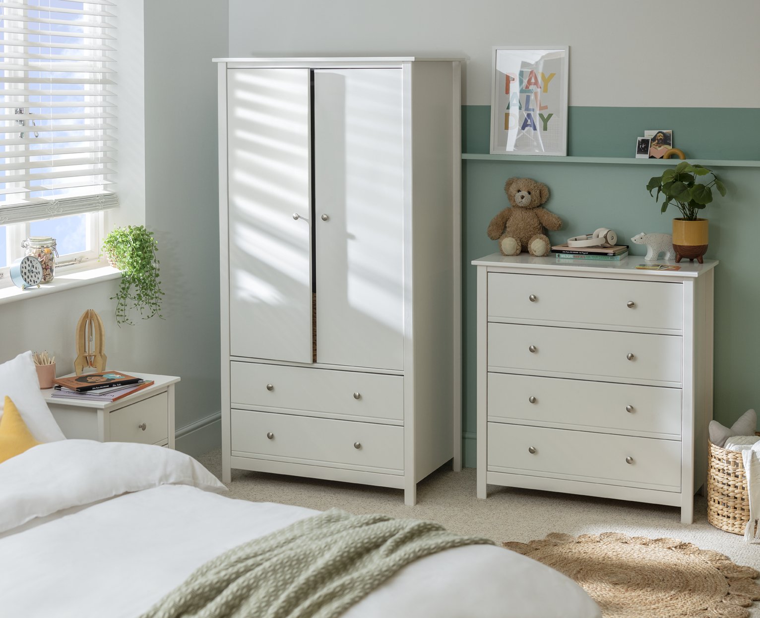 Habitat Brooklyn 3 Piece 2 Door Wardrobe Set - White