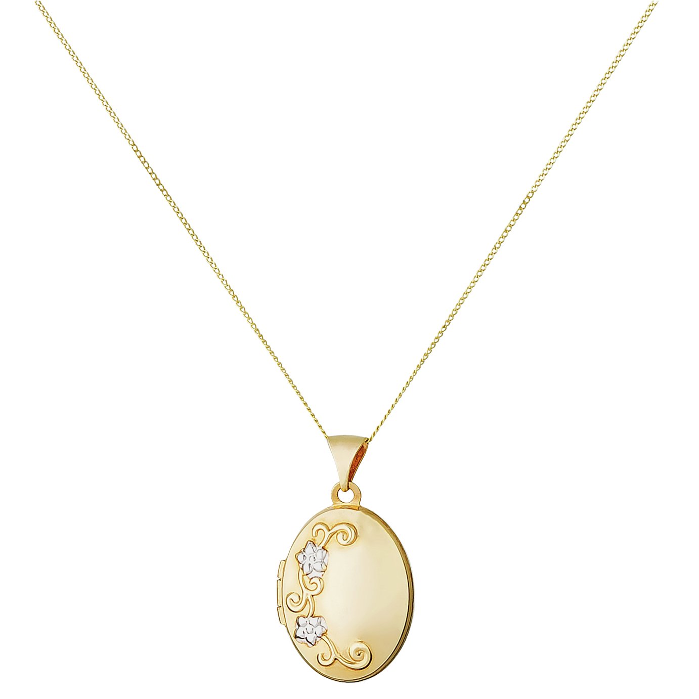 Moon & Back 9ct Gold Oval 2 Photo Locket 18 Inch Necklace