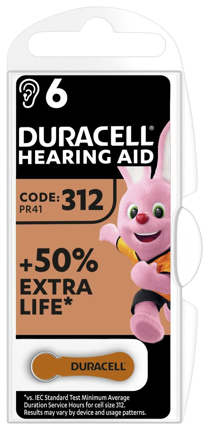 Duracell Hearing Aid Batteries Size 312 - Pack of 6