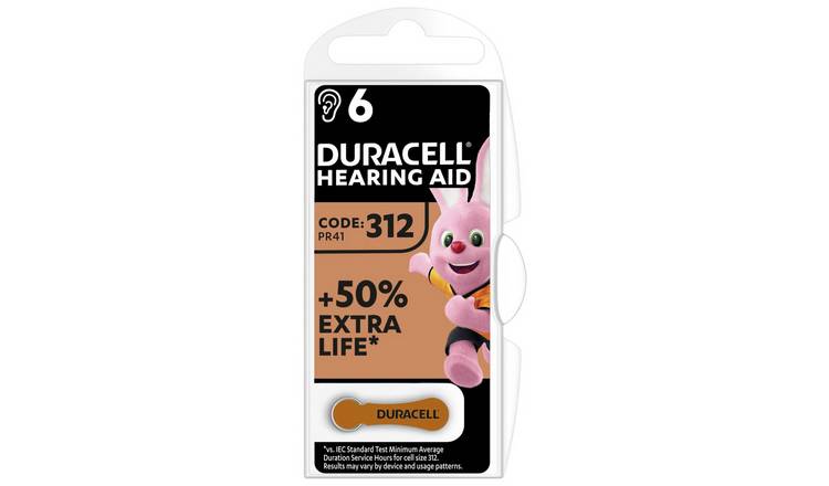 Duracell Hearing Aid Batteries Size 312 - Pack of 6