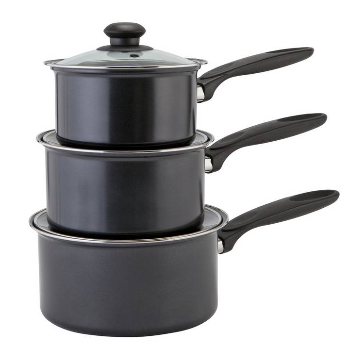 Argos Home 3 Piece Non Stick Steel Pan Set 0