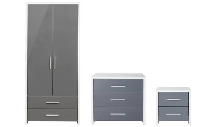 Buy Habitat Broadway Gloss 3 Piece Wardrobe Set Grey White Bedroom Furniture Sets Argos