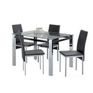 Buy Argos Home Fitz Clear Glass Dining Table & 4 Black Chairs | Dining ...