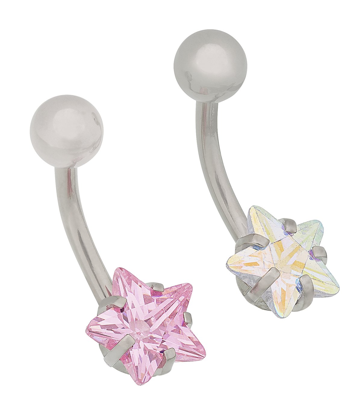 State of Mine Stainless Steel CZ Star Belly Bars - Set of 2