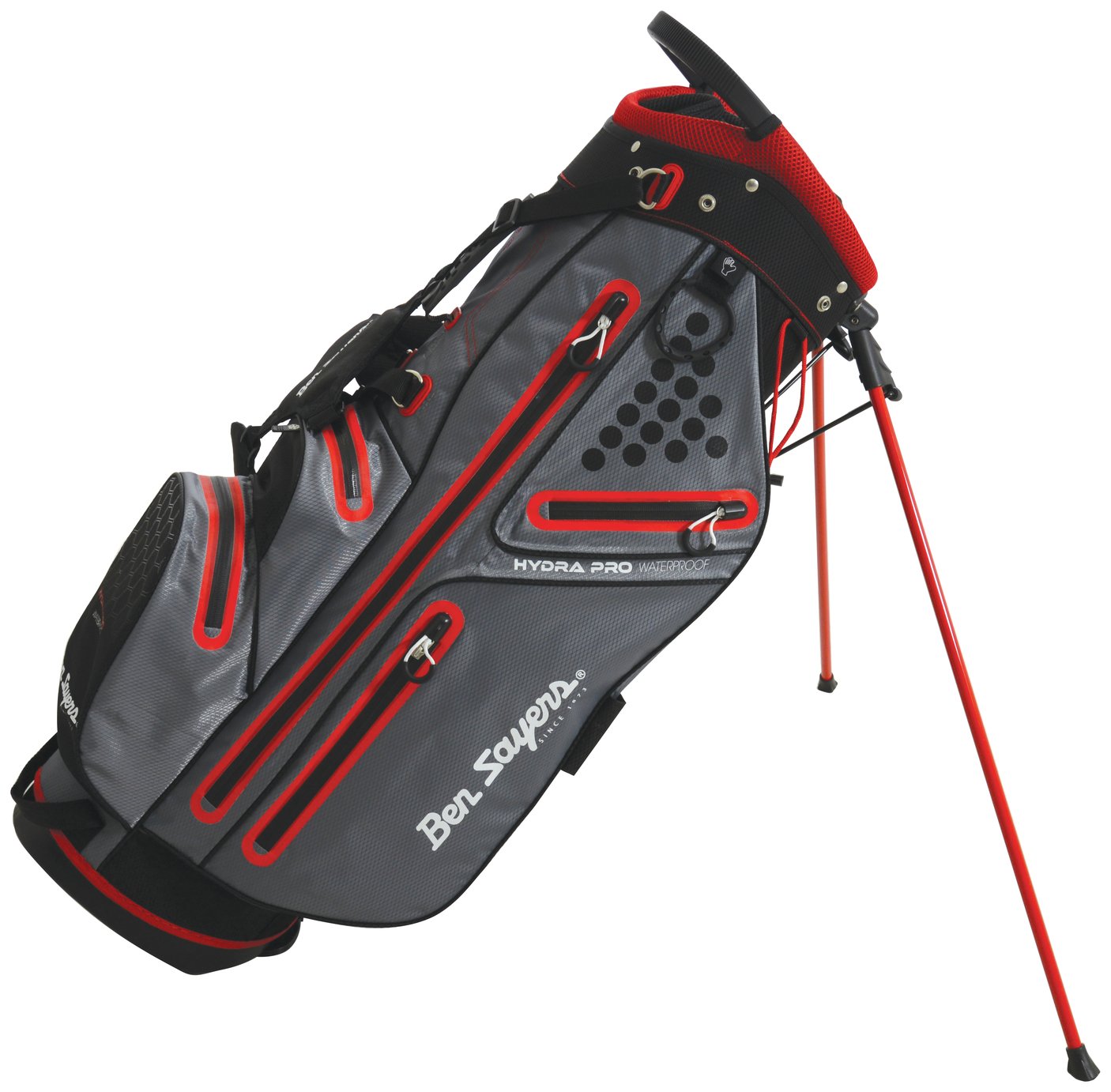 Ben Sayers Waterproof Stand Bag - Grey & Red