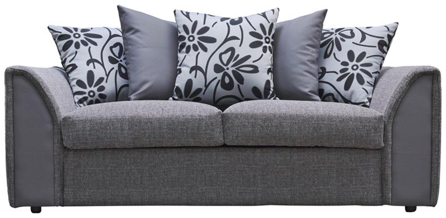 Argos Home Dallas Compact 3 Seater Fabric Sofa -Charcoal