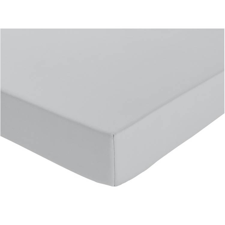 Habitat Pure Cotton 200TC Grey Deep Fitted Sheet - Kingsize 0