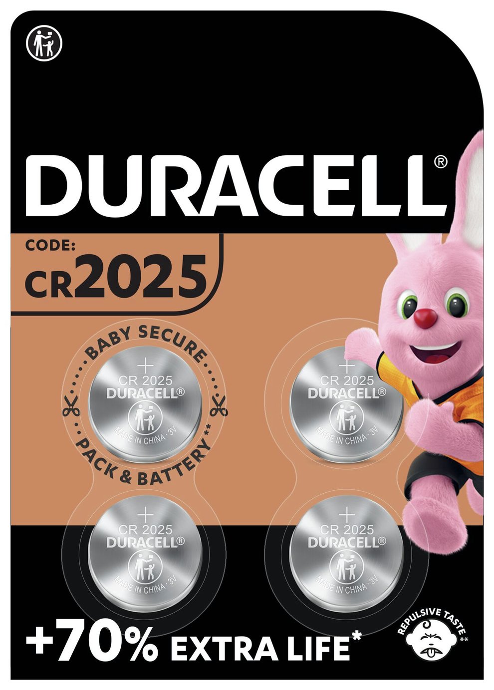 Duracell 2025 Lithium Coin Battery (CR2025) - Pack of 4