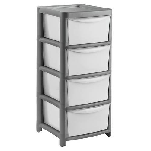 Buy Argos Home 4 Drawer Storage Tower Grey and White Plastic