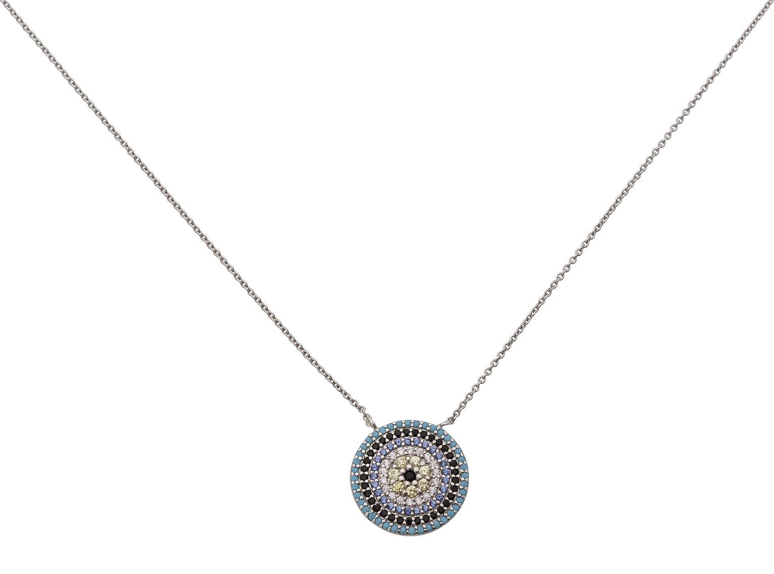 Revere Silver Blue Round Pave 18 Inch Necklace