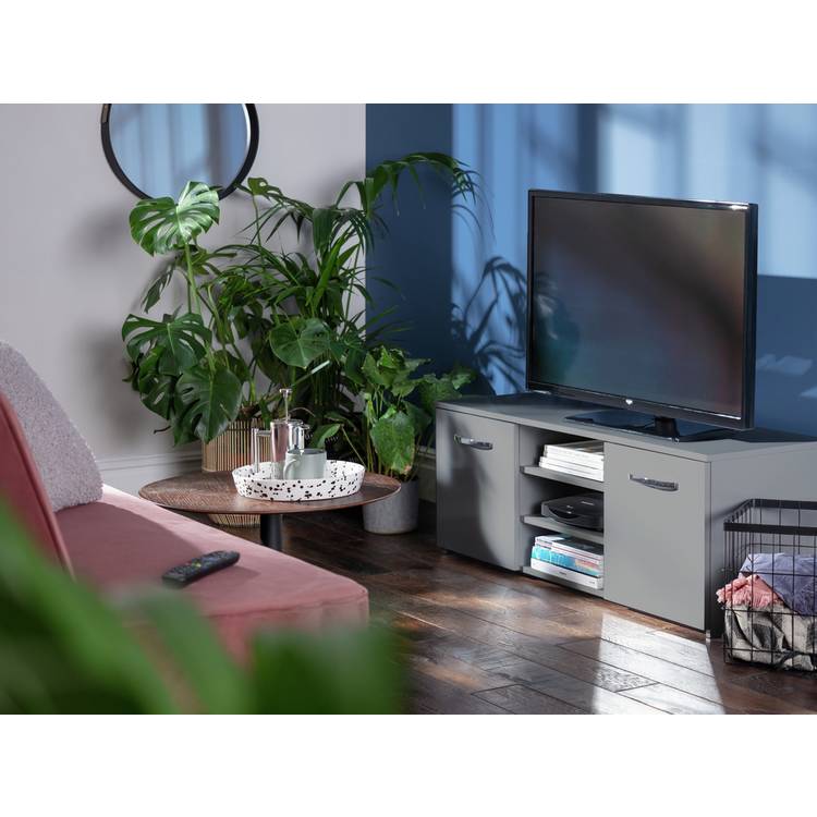 Argos Home Hayward 2 Door Small TV Unit - Grey Gloss 0