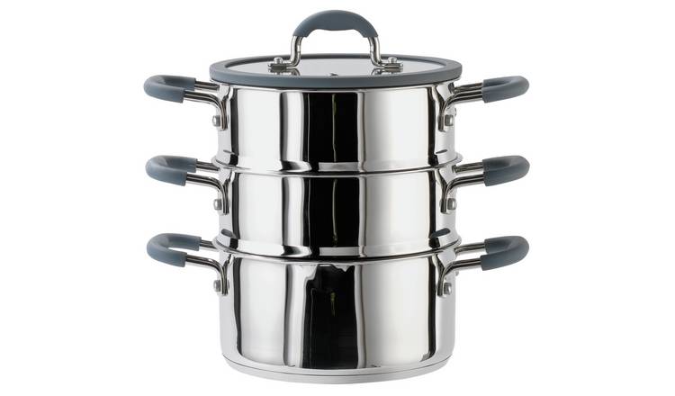 Stainless Steel Steamer Pot Thick-bottomed, 3 Tier Food Steamer