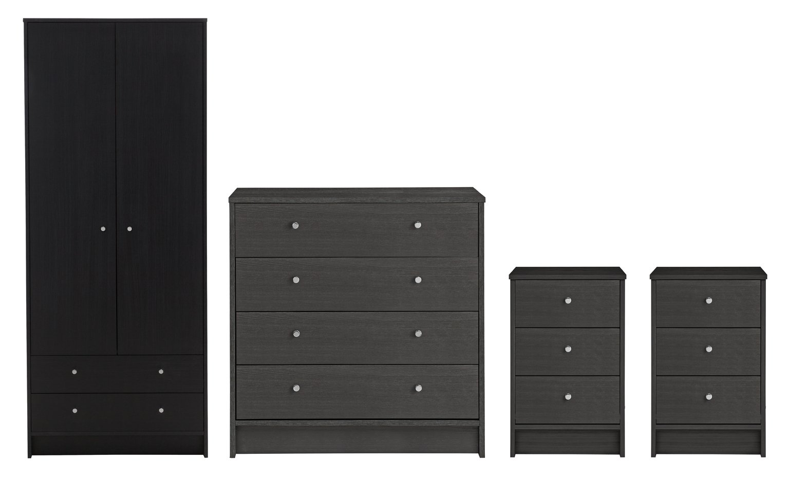 Argos Home Malibu 4 Pc 2 Dr Wardrobe Set - Black Oak Effect