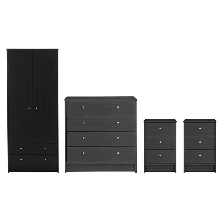 Argos Home Malibu 4 Piece 2 Door Wardrobe Set - Black 0